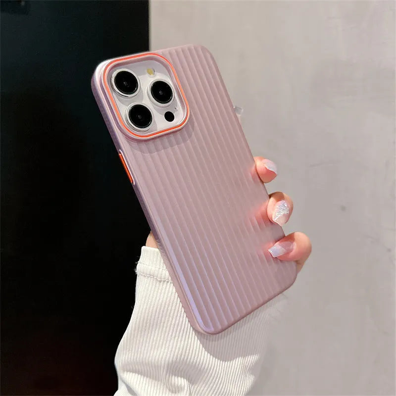 Anti-drop frosted PC half-pack phone case for iPhone in black, dark purple, gray, or silver.