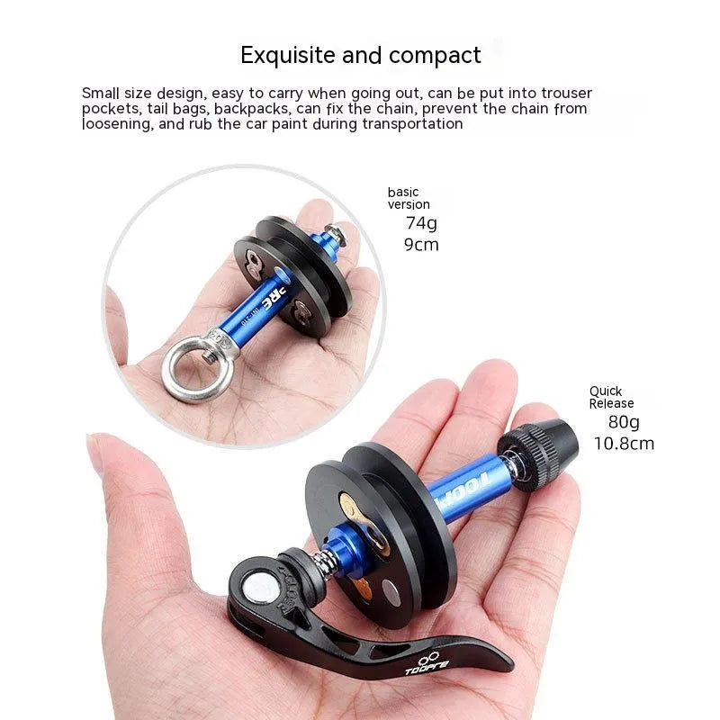 Aluminium alloy bicycle chain holder tool with barrel shaft design for quick release bike maintenance
