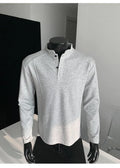 Men's patchwork stand-up collar polo shirt in loose fit Chinese cotton for daily wear