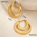 Gold plated geometric French earrings with round ring minimalist design