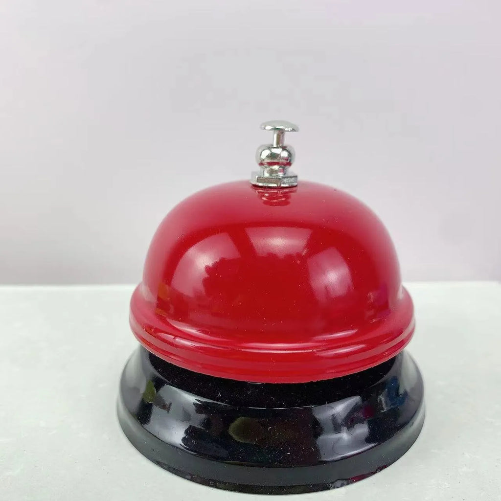 Iron hand bell for classrooms or restaurants in assorted colour options.