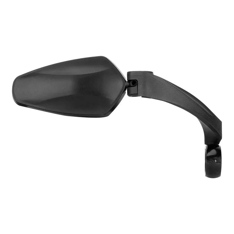 Black-framed bicycle rearview mirror with clear PMMA acrylic surface