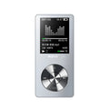 Gold metal MP3 player with 1.8-inch screen showing music playback interface