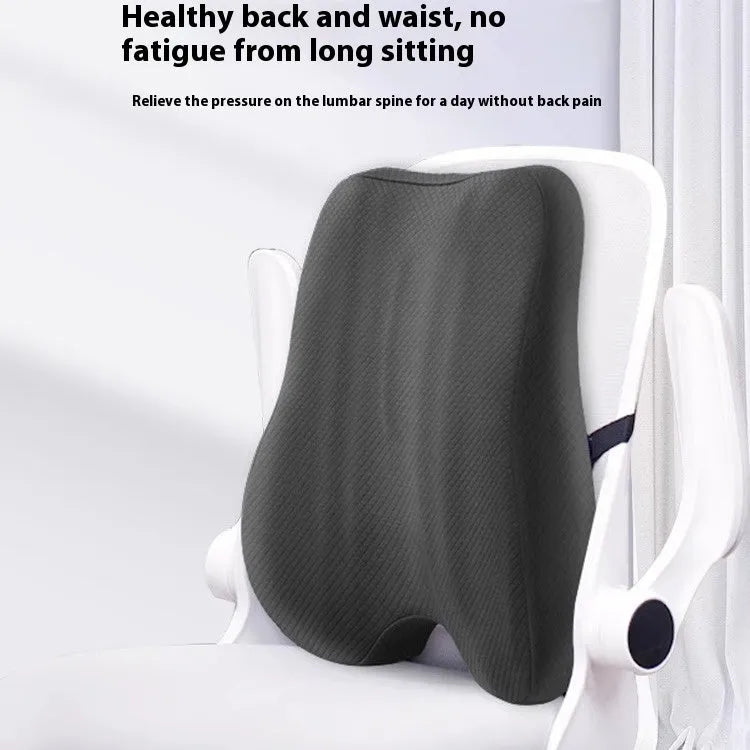 Rectangular grey lumbar support cushion for office chairs, 40x40x8cm with polyester filling