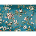 Hand-painted blue flowers and birds digital oil painting on linen canvas 40x50cm