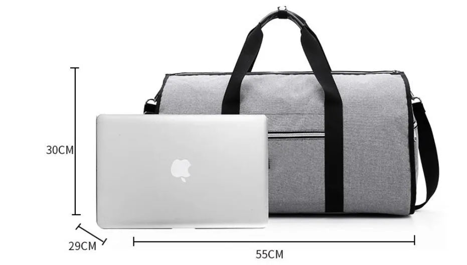 Red cylinder-shaped travel bag made from Oxford cloth with a zipper closure.