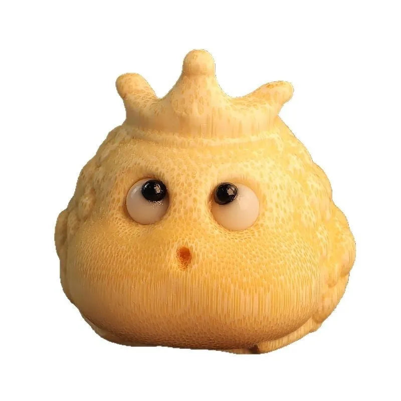 Hand-carved bamboo sculpture of a cute Crown Princess toad ornament.