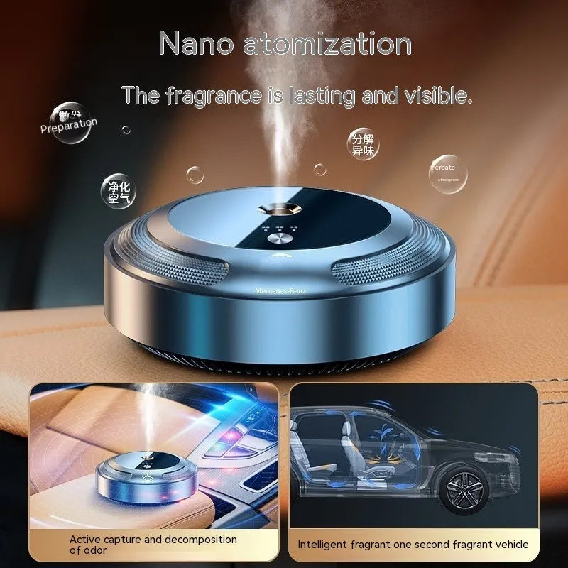 Car aromatherapy machine with zinc alloy shell and metal perfume seat