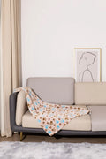 Blue Dog cartoon pattern double-sided flannel pet blanket laid flat, showing its 100x120cm size.