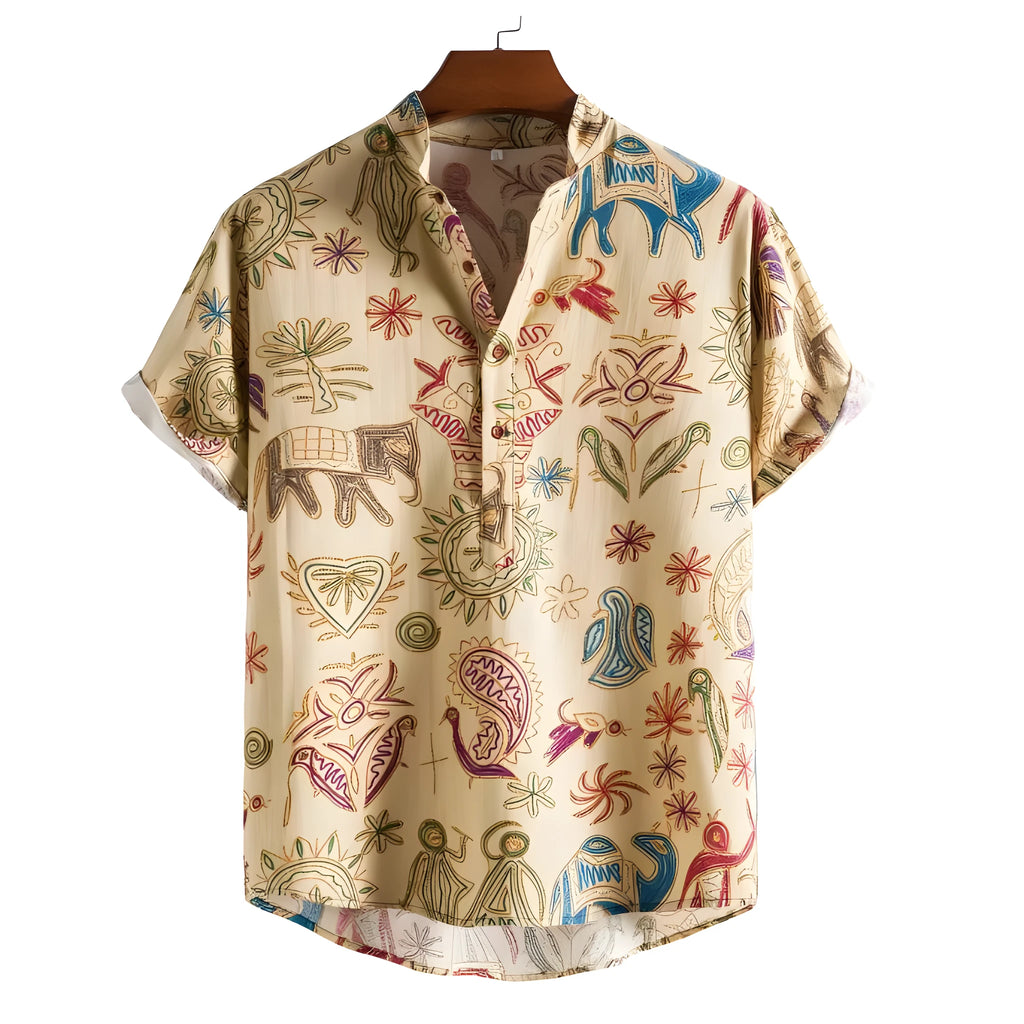 Men's plus size loose cardigan shirt with 3D digital print pattern and four-way stretch polyester fabric in sizes up to 5XL