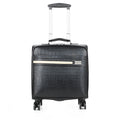 18-inch black PU leather business case with lock and airplane wheels