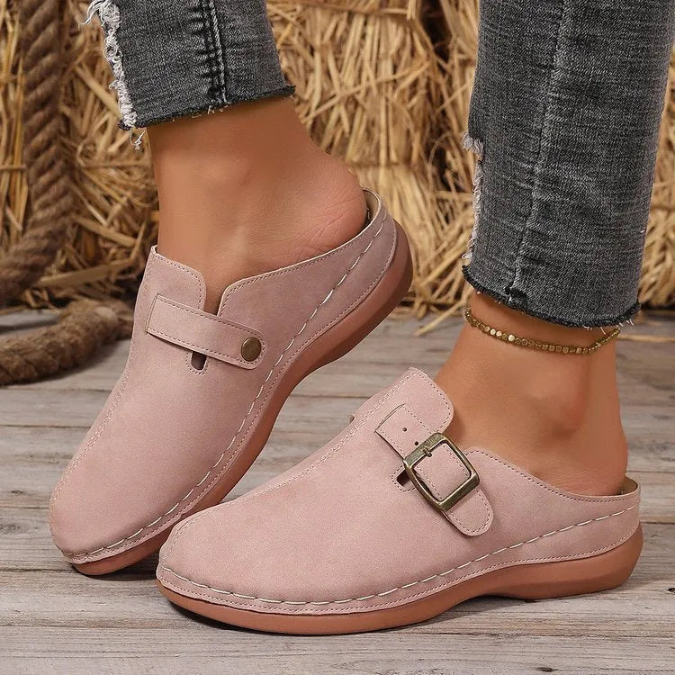 Women's casual wedge slippers with cloth upper and rubber sole in multiple colours