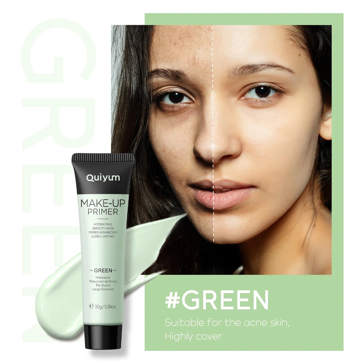 30g tube of colour-correcting make-up primer showing purple, pink, green, and nude shade options