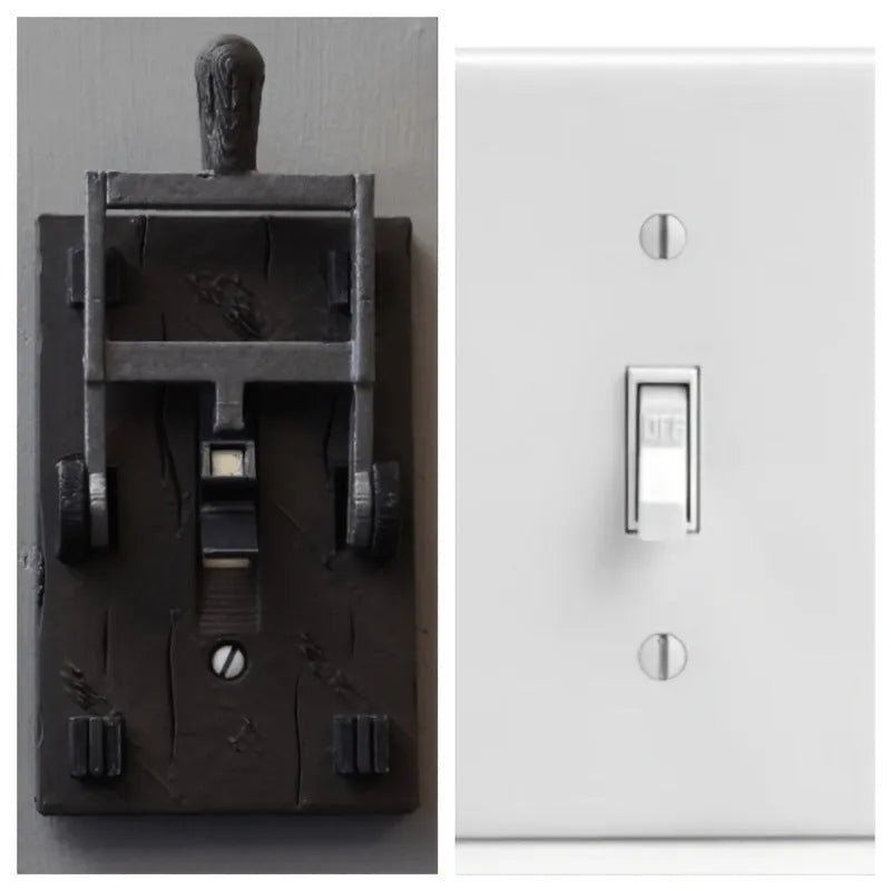 Retro style single-gang mechanical electrical switch panel for exposed wall mounting