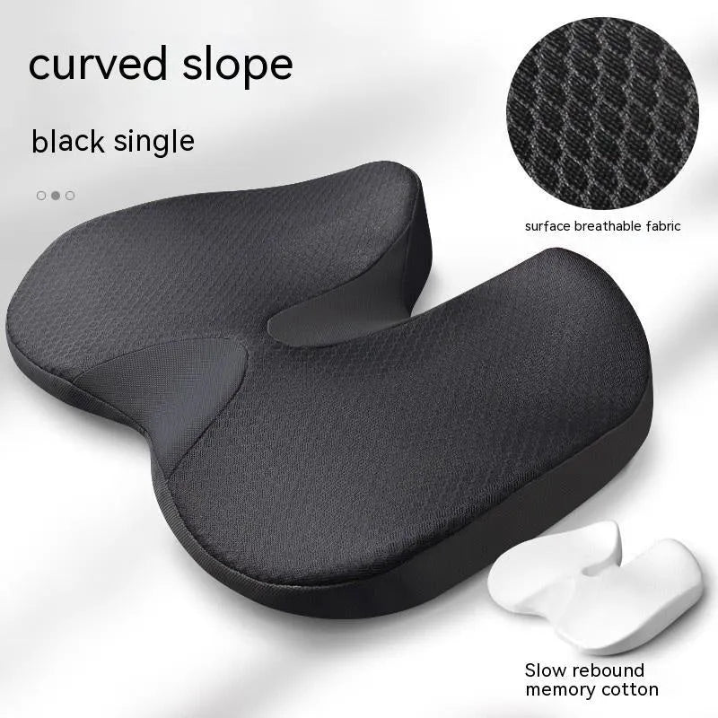 Curved bevel memory foam seat cushion for tailbone support in beige colour