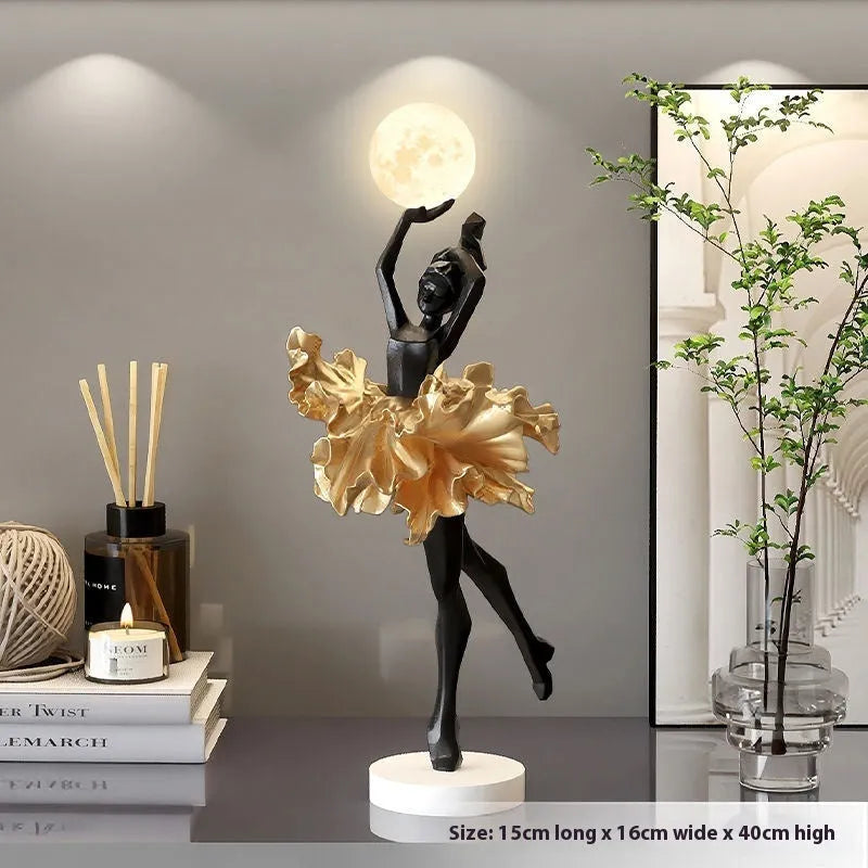 Art girl atmosphere small night lamp in black gold, white, pink, or light blue colour with USB charging