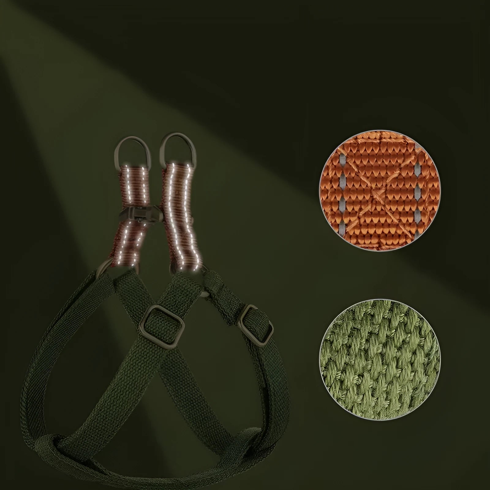 Brown vest-style anti-loss dog leash with adjustable sizing and alloy fastener