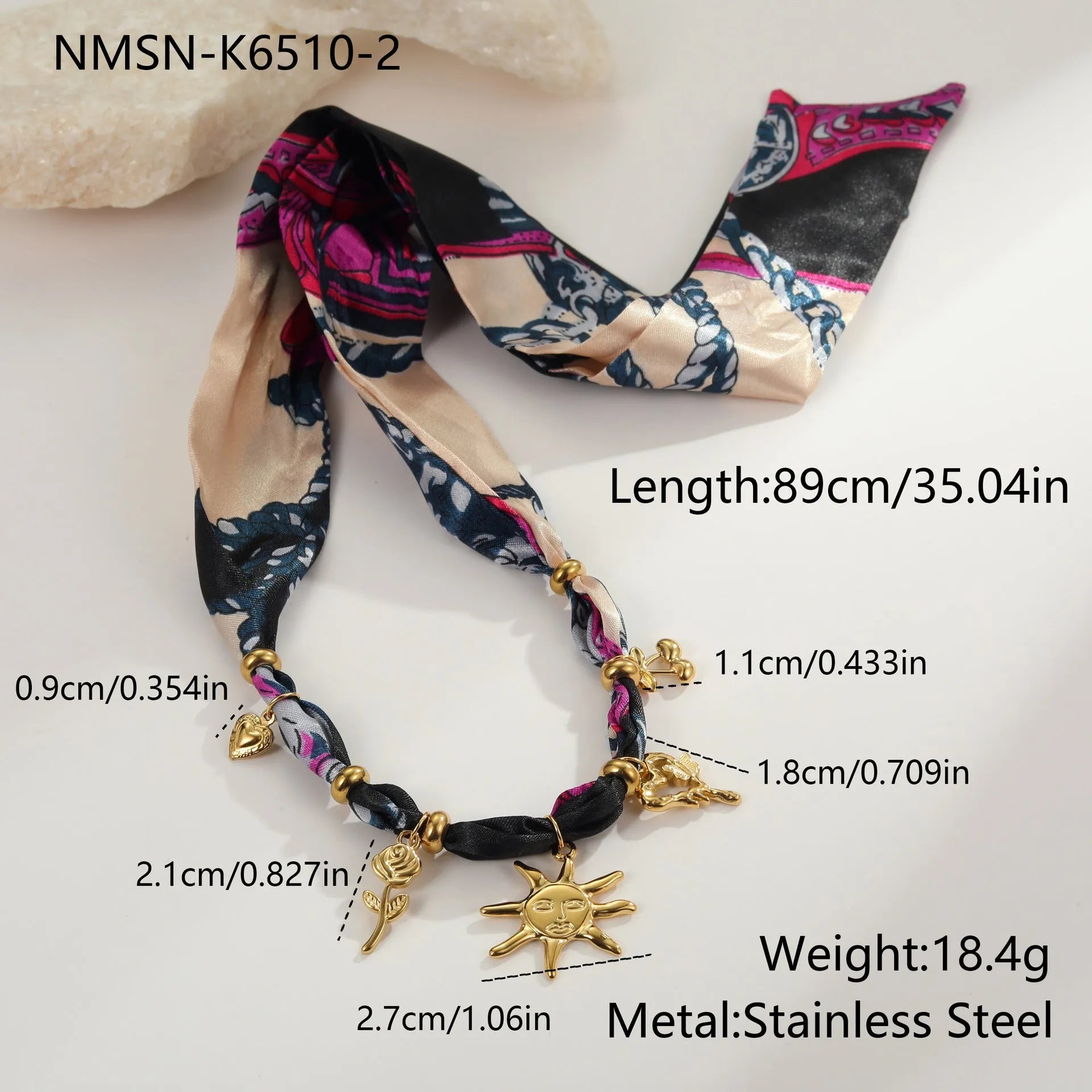 Stainless steel necklace with geometric pendant on adjustable 41-50cm chain