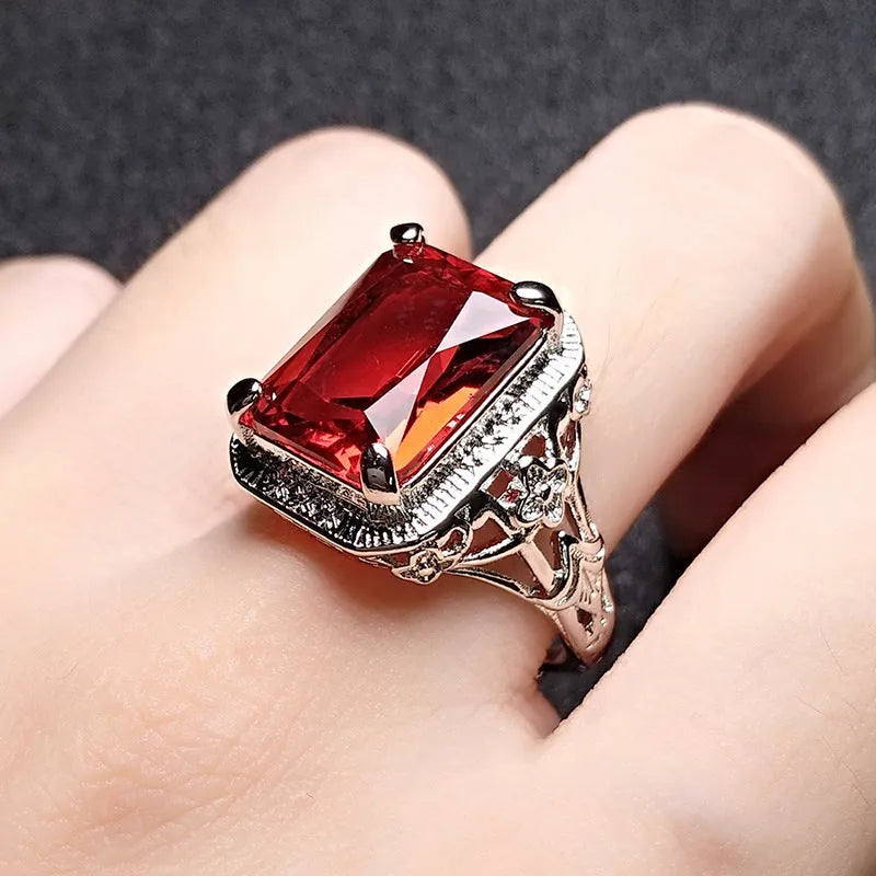 Women's geometric copper ring with adjustable sizing and electroplated stone-colour finish