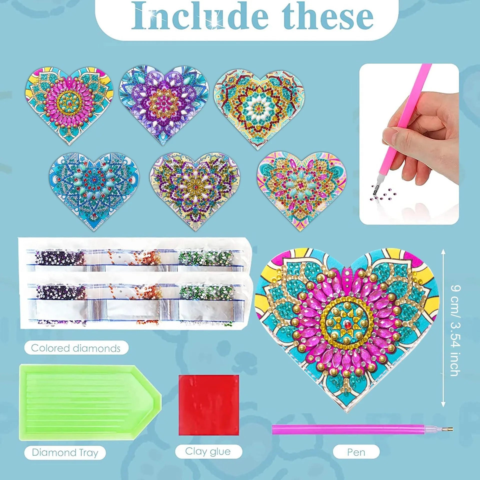 Six handmade PU leather bookmarks with stick-on crystals and flower decoration in modern simplicity style