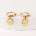 Geometric oval stainless steel ear button earrings in colour XY-EH005 for women.