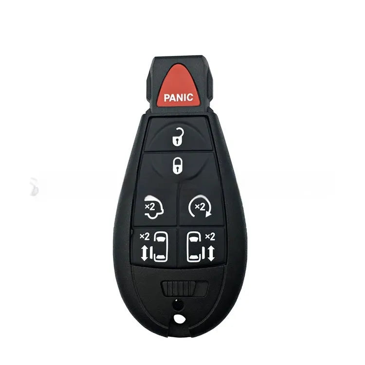 Dodge Chrysler smart key replacement shell in ABS brass, dimensions 85mm x 42mm x 15mm.