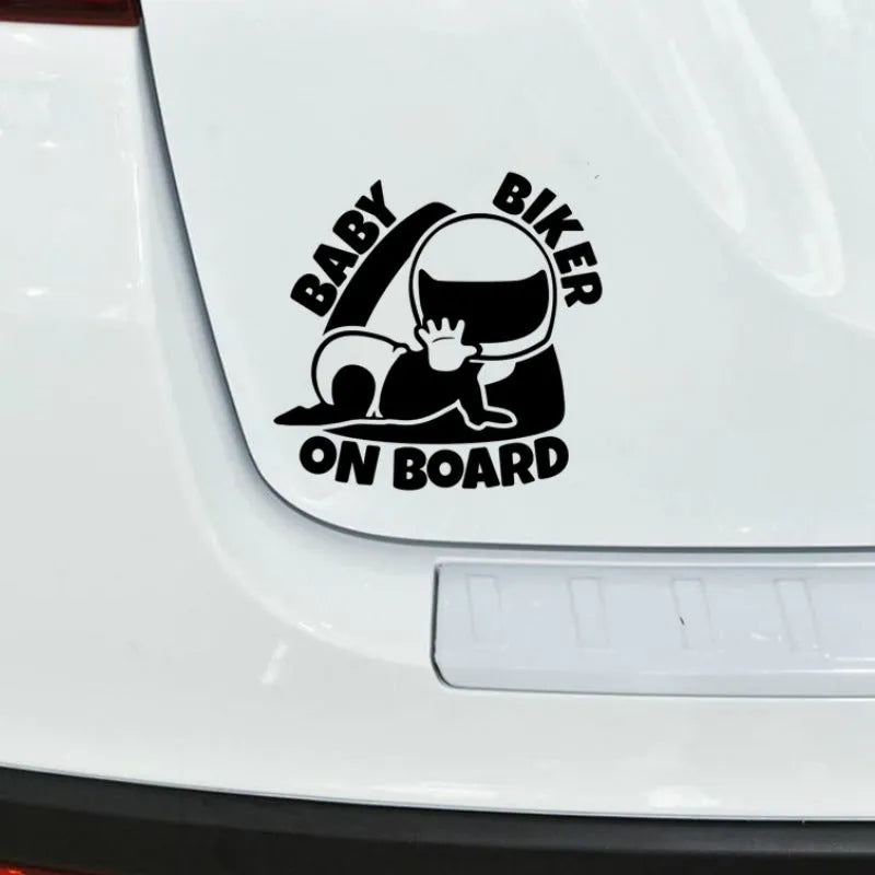 Reflective BABY ON BOARD car sticker 14.5x15 cm black and white safety warning