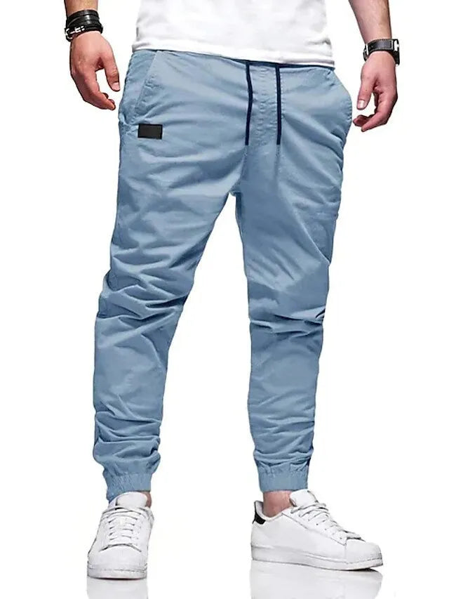 Youth cargo trousers in cotton blend, loose straight-leg with ankle cuffs, light grey, sizes S to 3XL