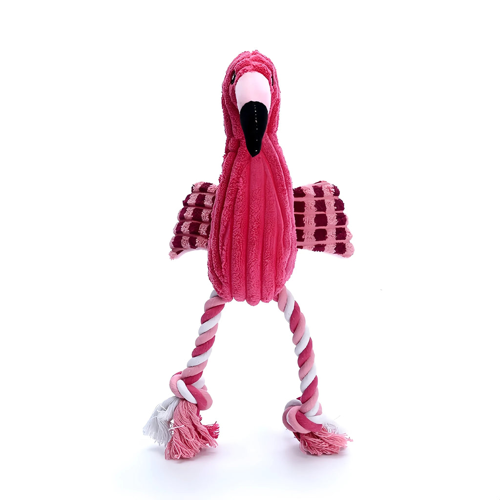 Pink corduroy animal-shaped squeaky dog toy for small and large dogs