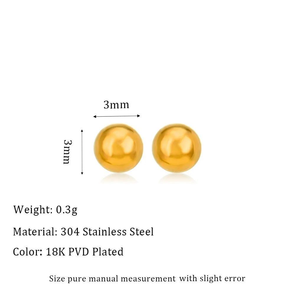 Stainless steel ball stud earrings geometric design gold silver electroplated finish