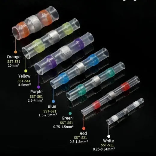 Waterproof heat shrink terminal block with solder ring in multiple colour options