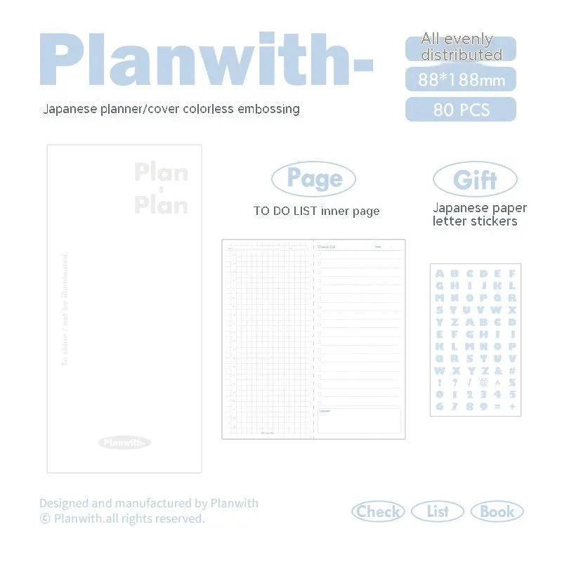 Embossed A5 daily meter book notebook showing blue, grey, purple, and white cover colour options.