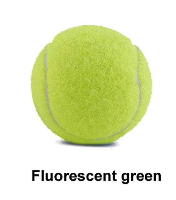 Assorted bright pink, blue, green, yellow, orange, and red rubber dog tennis balls, 6.3cm in diameter.