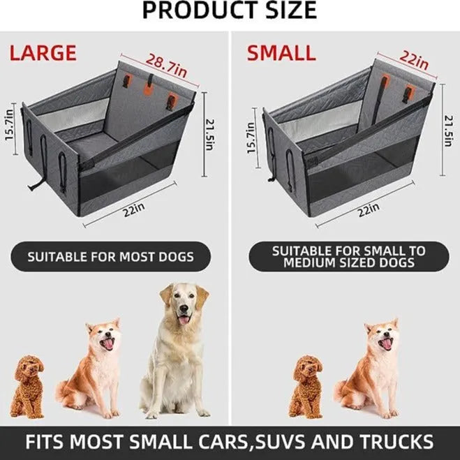 Grey water resistant cloth dog bed for medium sized dogs, dimensions 56x56x40 cm.
