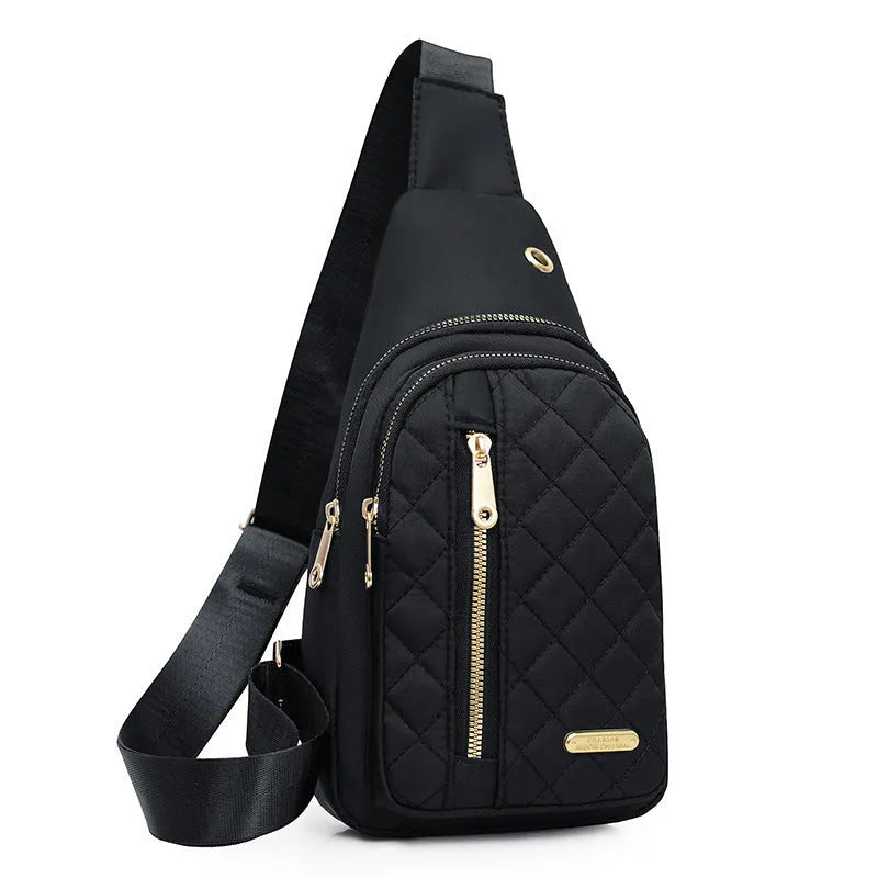 Oxford cloth crossbody chest bag with plaid pattern in multiple colour options