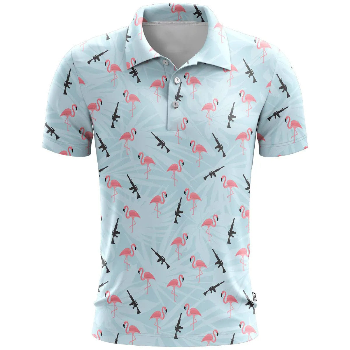3D printed pattern on a loose fit short sleeve sports top made from bird eye polyester cloth.
