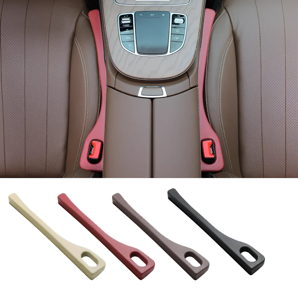 Polyurethane car seat gap filler strip preventing items falling between vehicle seats
