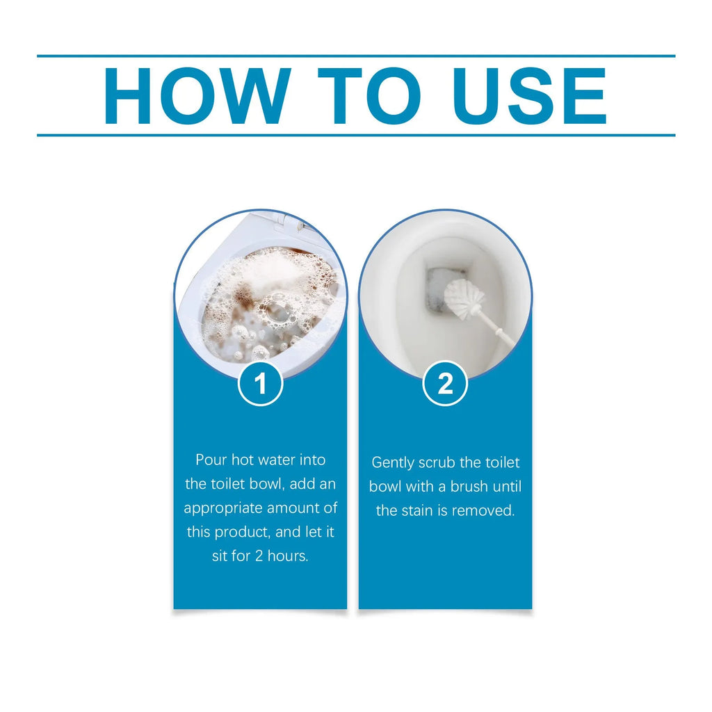 Toilet cleaning powder in 120g pack containing four 30g units for descaling and stain removal