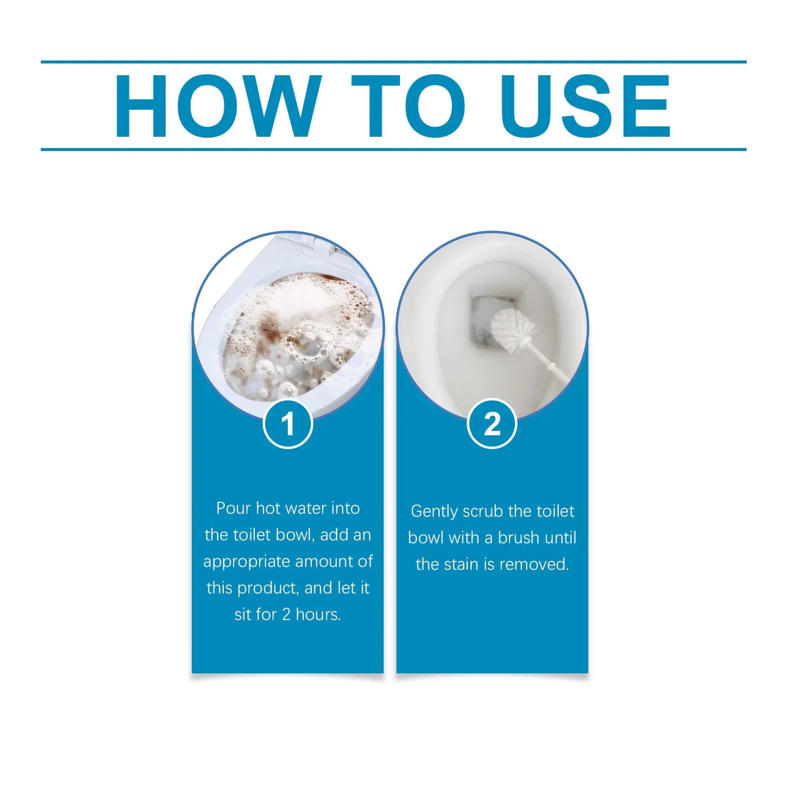 Toilet cleaning powder in 120g pack containing four 30g units for descaling and stain removal
