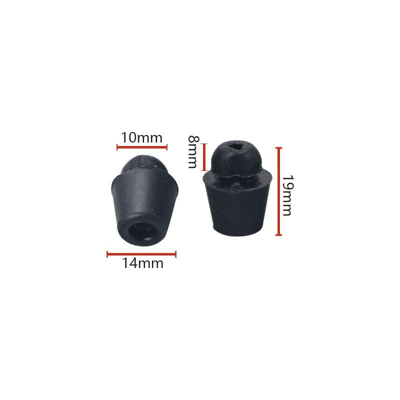 Ten black rubber automotive buffer clips for universal vehicle panel damping