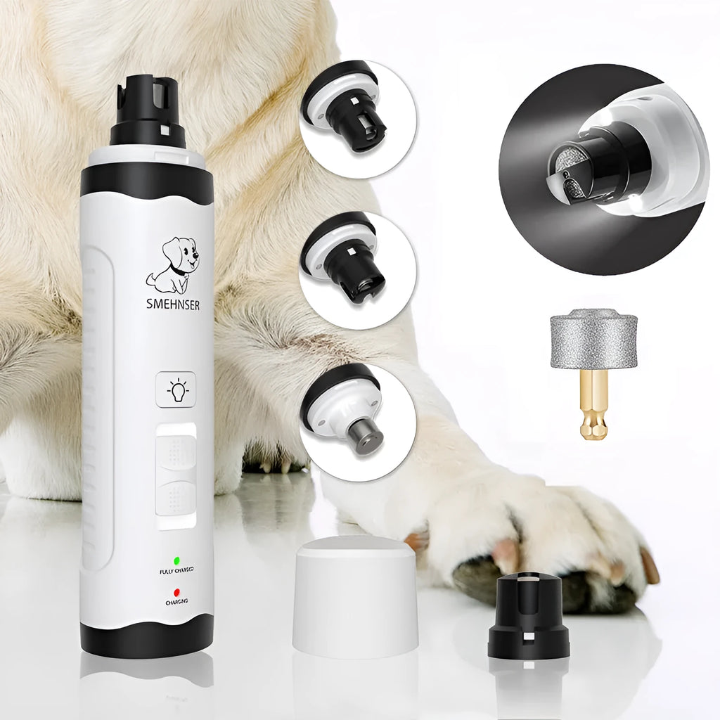 Automatic dog nail trimmer with LED display and 3-speed settings