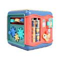 Baby hexahedron educational toy with six activity sides including bead maze and gear games