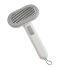 Large pet hair removal comb with stainless steel teeth and one-click button in light green pink or grey