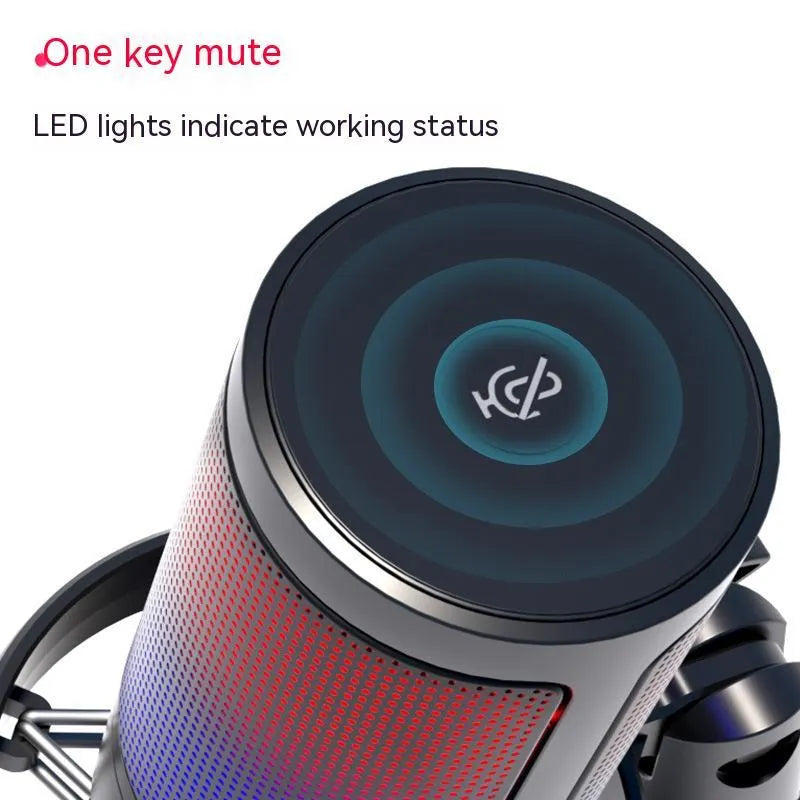 RGB USB condenser microphone for computer streaming and recording with 150cm cable