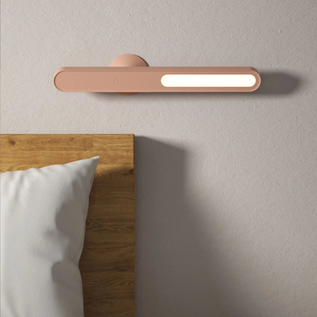 Geometric USB desk lamp with magnetic suction base for wall mounting in white colour