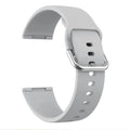 Silicone replacement strap with silver buckle for Fitbit Versa 3 and Sense 2 smartwatches, shown in a solid colour.