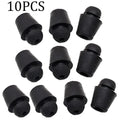 Ten black rubber automotive buffer clips for universal vehicle panel damping