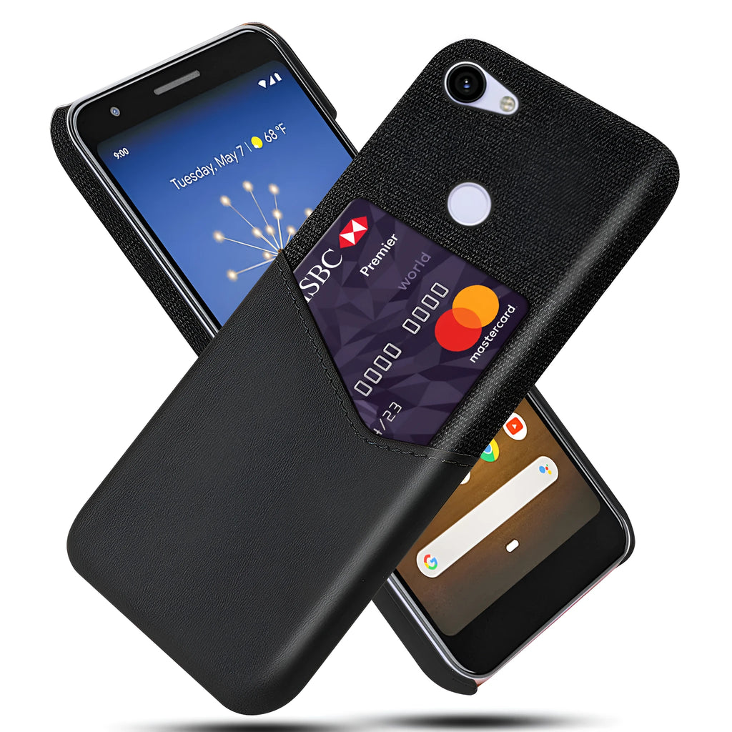 Leather Google Pixel mobile phone case in solid colour with back cover design
