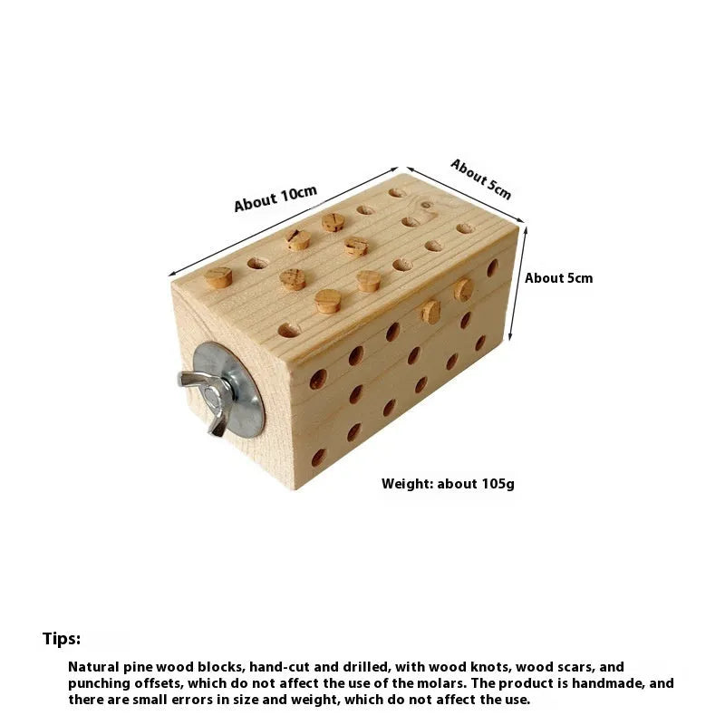Parrot educational toy for gnawing wood with wooden plugs, available in bulk or bagged and long or short specification.