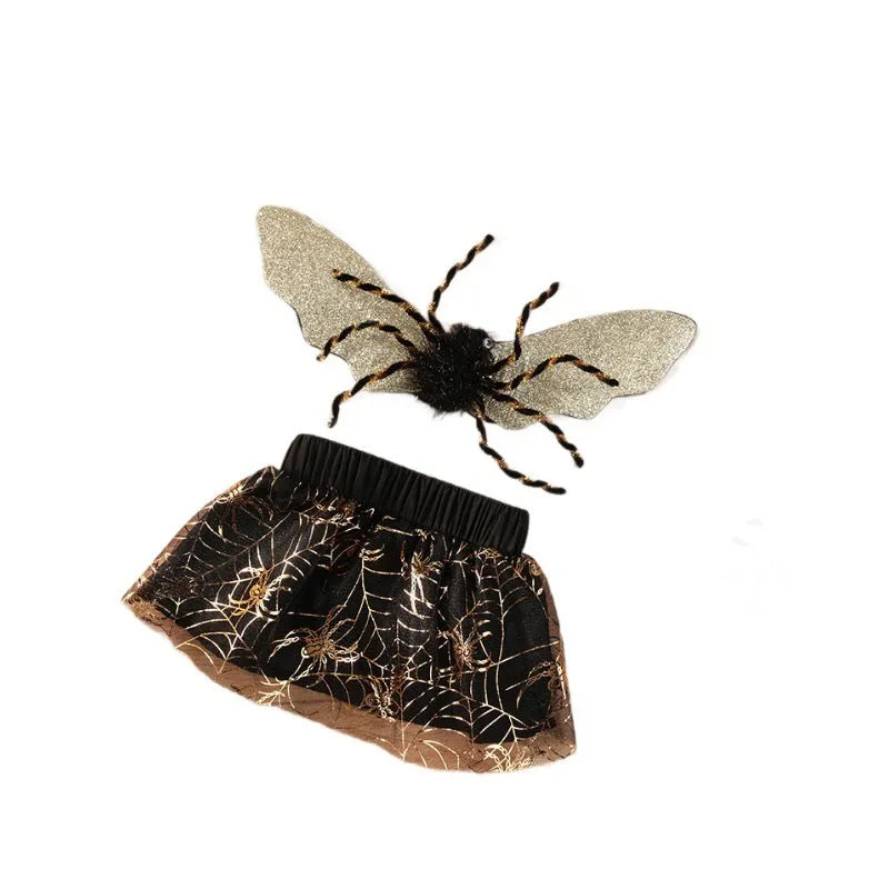 Black dog Halloween costume suit in polyester material shown on a pet